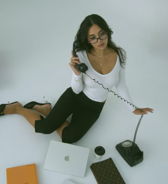 Sarah on a call